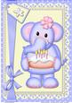 A4 Lola Elephant's Birthday Cake Card Topper
