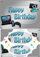 A5 Birthday Gadgets N Gizmos Scallop Corners & Pyramage