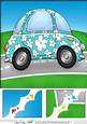 8 x 8 Funky Car Scalloped Corner Topper