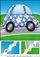8 x 8 Funky Car Scalloped Corner Topper