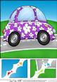 8 x 8 Funky Car Scalloped Corner Topper