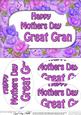 A5 Mothers Day Great Gran Time for Roses Oval Pyramage