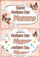 A5 Mothers Day Mummy Butterflies & Flowers Scallop Corner