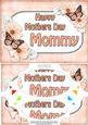 A5 Mothers Day Mommy Butterflies & Flowers Scallop Corner