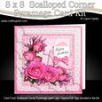 8 x 8 Birthday Roses Lace N Pearls Scalloped Corner Topper
