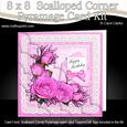 8 x 8 Birthday Roses Lace N Pearls Scalloped Corner Topper