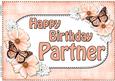A4 Happy Birthday Partner Flowers & Butterflies Card Topper