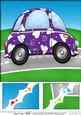 8 x 8 Funky Love Bug Car Scalloped Corner Topper