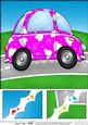 8 x 8 Funky Love Bug Car Scalloped Corner Topper
