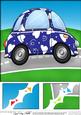 8 x 8 Funky Love Bug Car Scalloped Corner Topper