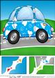 8 x 8 Funky Love Bug Car Scalloped Corner Topper