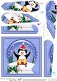 Xmas Sledging Penguin Snowglobe Fan Pyramage Topper