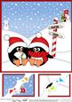 8 x 8 Christmas Romantic Penguins Scalloped Corner Topper