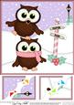 8 x 8 Christmas Little Hoot Owls Scalloped Corner Topper