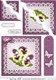 Pansy on Butterfly Lace Quick Card Wavy Corner Side Stacker