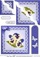 Pansy on Butterfly Lace Quick Card Wavy Corner Side Stacker