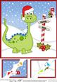 8 x 8 Christmas Denis Dinosaur Scalloped Corner Topper