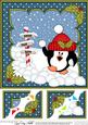 8x8 Xmas Snowballing Pip Penguin Scalloped Corner Topper