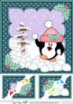 8x8 Xmas Snowballing Pip Penguin Scalloped Corner Topper