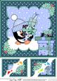 8x8 Xmas Pip Penguin's Presents Scalloped Corner Topper