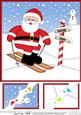 8 x 8 Christmas Skiing Santa Scalloped Corner Topper