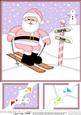 8 x 8 Christmas Skiing Santa Scalloped Corner Topper