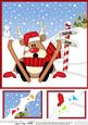 8 x 8 Christmas Skiing Oops Rudolph Scalloped Corner Topper