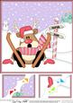8 x 8 Christmas Skiing Oops Rudolph Scalloped Corner Topper