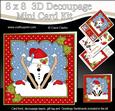 8x8 Christmas Oops Skiing Snowball Sam Mini Kit 3D Decoupage