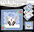 8x8 Christmas Oops Skiing Snowball Sam Mini Kit 3D Decoupage