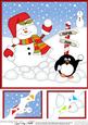8 x 8 Christmas Snowman Oli Snowball Scalloped Corner Topper