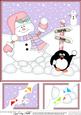 8 x 8 Christmas Snowman Oli Snowball Scalloped Corner Topper