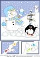 8 x 8 Christmas Snowman Oli Snowball Scalloped Corner Topper