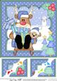 8 x 8 Christmas Sledging Rudolph Scalloped Corner Topper