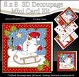 8x8 Christmas Sledging Snowball Sam Mini Kit 3D Decoupage