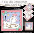 8x8 Christmas Sledging Snowball Sam Mini Kit 3D Decoupage