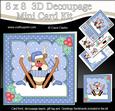8x8 Christmas Skiing Oops Rudolph Mini Kit 3D Decoupage
