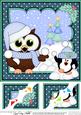 8 x 8 Christmas Little Hoot Owl's Snowball Scalloped Corner
