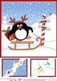 8 x 8 Christmas Sledging Pip Penguin Scalloped Corner Topper