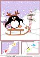 8 x 8 Christmas Sledging Pip Penguin Scalloped Corner Topper