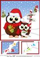 8 x 8 Christmas Little Hoot Owls Scalloped Corner Topper