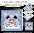 8x8 Christmas Skiing Oops Rudolph Mini Kit 3D Decoupage