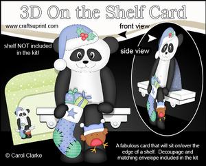 3D on the Shelf Card Kit - Little Christmas Panda Bear