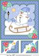 8 x 8 Christmas Sledging Snowball Sam Scalloped Corner