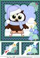 8 x 8 Christmas Sledging Little Hoot Owlscalloped Corner