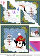 Christmas Carol Singing Penguin Scallop Corner Topper