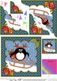 8 x 8 Christmas Sledging Pip Penguin Scalloped Corner Topper
