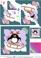 8 x 8 Christmas Sledging Pip Penguin Scalloped Corner Topper