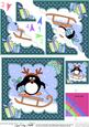 8 x 8 Christmas Sledging Pip Penguin Scalloped Corner Topper