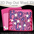 3D 50th Birthday JULIE Flowers Pop Out Word Card 